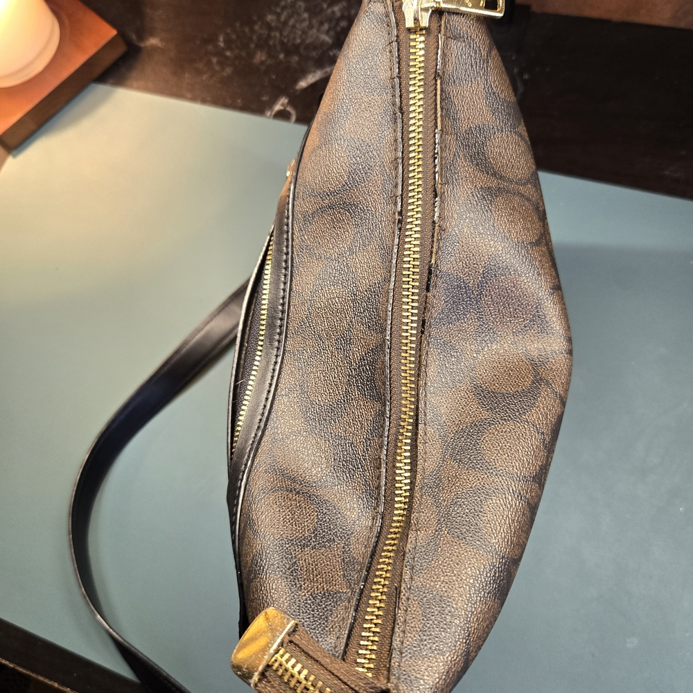 COACH Mae File Crossbody in Signature C Canvas F77885 Brown Black - Picture 10 of 15